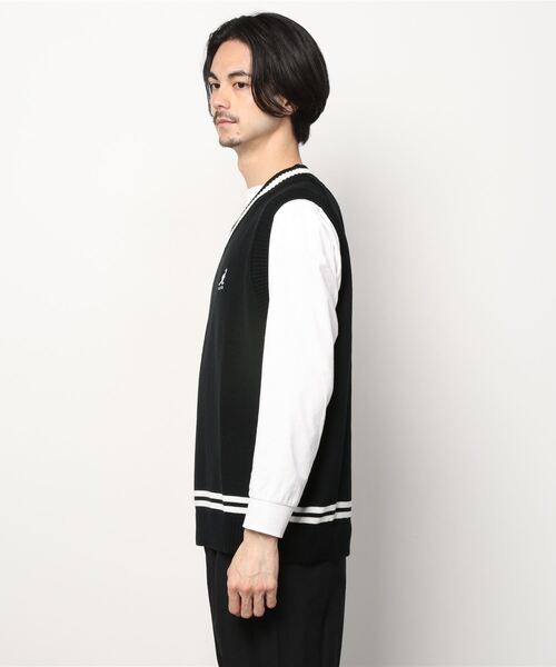 KANGOL（カンゴール）の「【KANGOL/カンゴール】チルデンベスト　ワンポイント刺繍 　ライン入り　ビッグシルエット/オーバーサイズ（ベスト・メンズ・ブラック/ベージュ/アイボリー・LARGE/MEDIUM）」の4枚目の写真