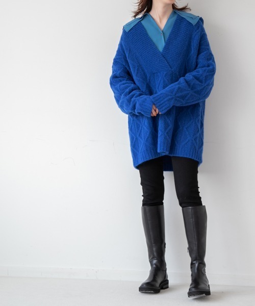 yuw（ユウ）の「BLUCLE CABLE PULLOVER　217876（ニット/セーター・レディース・ブラック/ブラウン/グリーン/ブルー・FREE）」の11枚目の写真