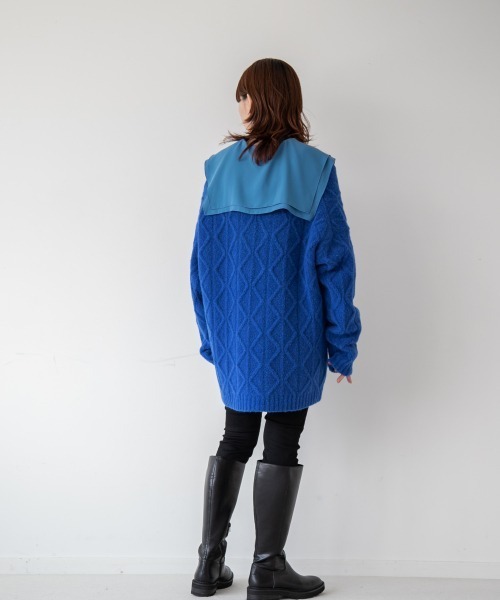 yuw（ユウ）の「BLUCLE CABLE PULLOVER　217876（ニット/セーター・レディース・ブラック/ブラウン/グリーン/ブルー・FREE）」の15枚目の写真