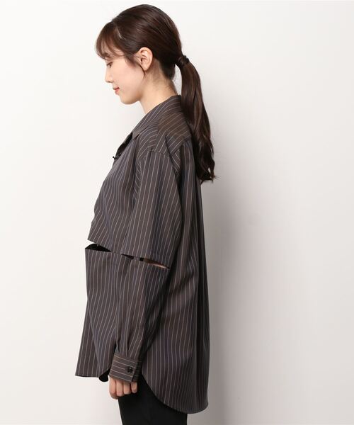 G.V.G.V.（ジーヴィージーヴィー）の「DEFORMED FRONT SHIRT（シャツ/ブラウス・レディース・ブラウン/ダークネイビー・36/34）」の11枚目の写真