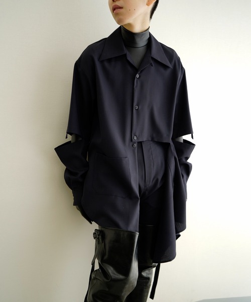 G.V.G.V.（ジーヴィージーヴィー）の「DEFORMED FRONT SHIRT（シャツ/ブラウス・レディース・ブラウン/ダークネイビー・36/34）」の2枚目の写真