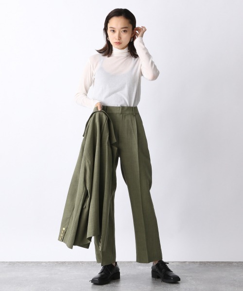 JEANASIS(ジーナシス)の「テンセルウールハイネックLST/239456(Tシャツ/カットソー・レディース・オフホワイト/ブラック/ライトブラウン/グリーン・FREE)」の9枚目の写真