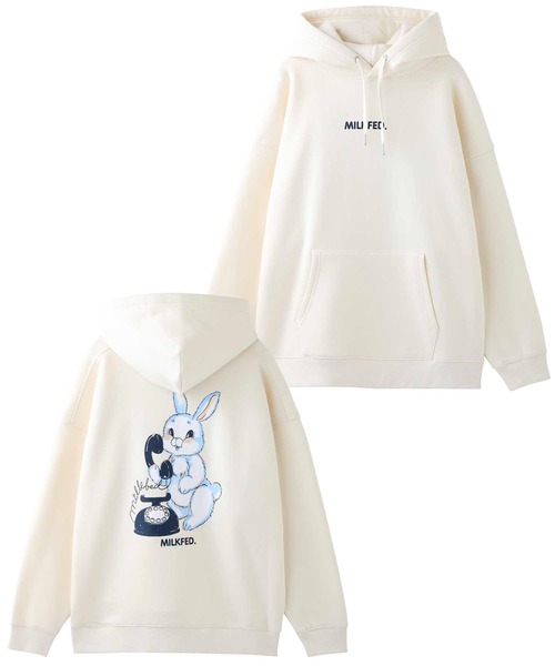 MILKFED.(ミルクフェド)の「RABBIT BIG SWEAT HOODIE(パーカー・レディース・ブラック/ベージュ/オフホワイト・ONE SIZE)」の4枚目の写真