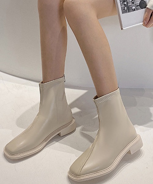 SMILE ORCHID（スマイルオーキッド）の「スクエアトゥショートブーツ（ブーツ・レディース・アイボリー/ブラック/ブラウン・39/38/37）」の13枚目の写真