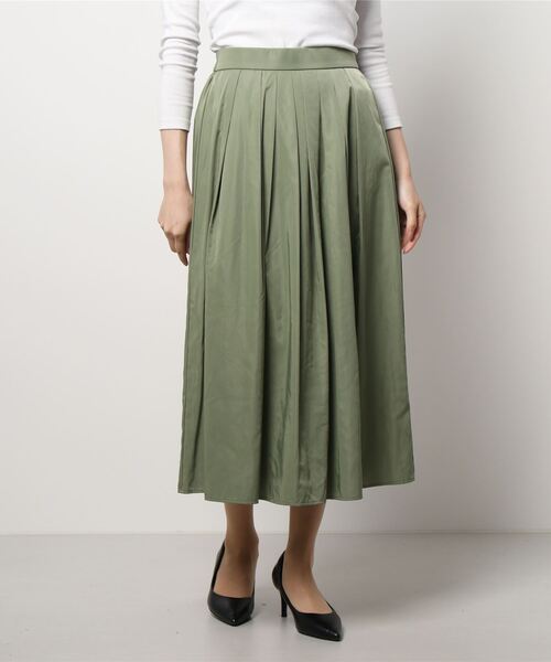 m.f.editorial（エムエフエディトリアル）の「エムエフエディトリアルレディース/m.f.editorial：Women  メモリータック ロングフレアースカート（スカート・レディース・オリーブ・LARGE/MEDIUM）」の12枚目の写真