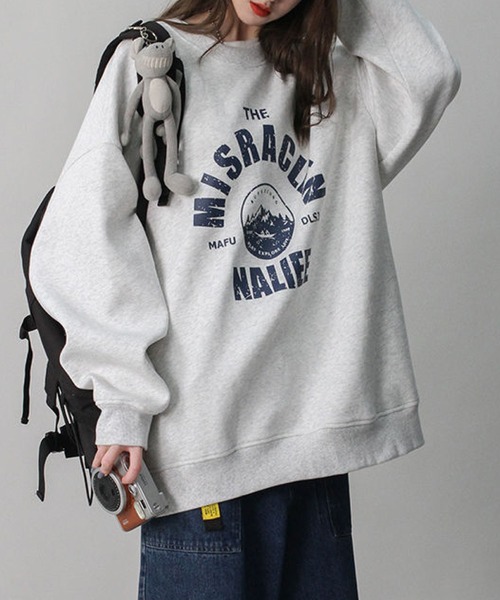 meJane(ミージェーン)の「MISRACLENサークルロゴルーズシルエットユニセックストレーナー【ZOZOTOWN限定】(スウェット・レディース・ブラック/チャコールグレー/霜降りグレー・FREE)」の3枚目の写真