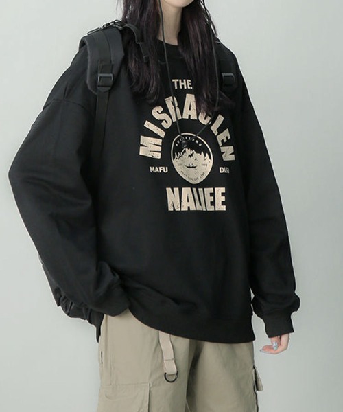 meJane(ミージェーン)の「MISRACLENサークルロゴルーズシルエットユニセックストレーナー【ZOZOTOWN限定】(スウェット・レディース・ブラック/チャコールグレー/霜降りグレー・FREE)」の2枚目の写真