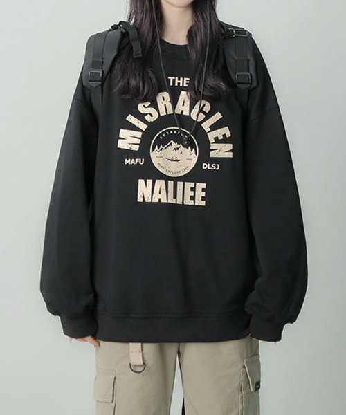 meJane(ミージェーン)の「MISRACLENサークルロゴルーズシルエットユニセックストレーナー【ZOZOTOWN限定】(スウェット・レディース・ブラック/チャコールグレー/霜降りグレー・FREE)」の4枚目の写真