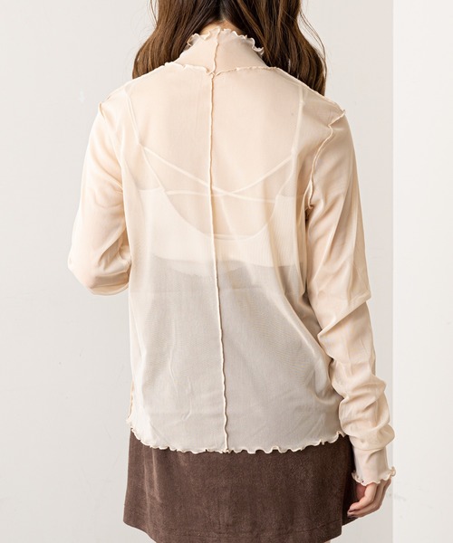 Chico（チコ）の「【新色追加】ハイネックチュールメロープルオーバー（Tシャツ/カットソー・レディース・ブラック/ブラウン/アイボリー/グレイッシュベージュ/ライトブルー・FREE）」の17枚目の写真