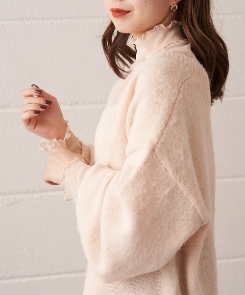 Chico（チコ）の「【新色追加】ハイネックチュールメロープルオーバー（Tシャツ/カットソー・レディース・ブラック/ブラウン/アイボリー/グレイッシュベージュ/ライトブルー・FREE）」の22枚目の写真