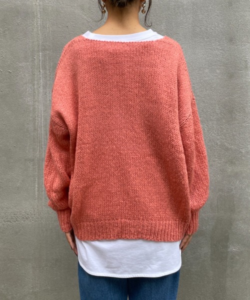 BONbazaar（ボンバザール）の「★OT★【ZOZO限定】シアー天竺Vネックニット（ニット/セーター・レディース・ブルー/ブルー系その他/サーモンピンク・FREE）」の20枚目の写真