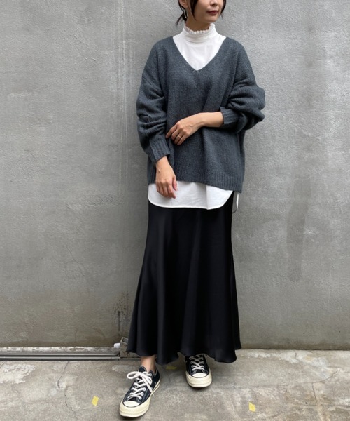 BONbazaar（ボンバザール）の「★OT★【ZOZO限定】シアー天竺Vネックニット（ニット/セーター・レディース・ブルー/ブルー系その他/サーモンピンク・FREE）」の21枚目の写真