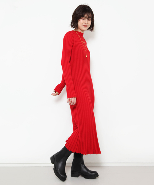 Rouge vif（ルージュヴィフ）の「リブニットワンピース（ワンピース・レディース・ホワイト/レッド/グレー・フリー）」の3枚目の写真