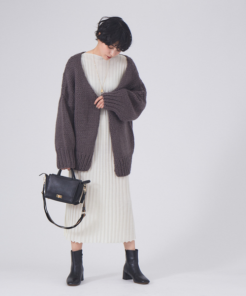 Rouge vif（ルージュヴィフ）の「リブニットワンピース（ワンピース・レディース・ホワイト/レッド/グレー・フリー）」の14枚目の写真