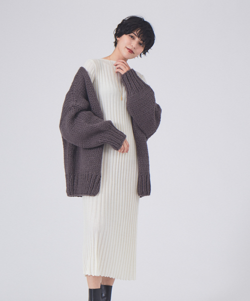 Rouge vif（ルージュヴィフ）の「リブニットワンピース（ワンピース・レディース・ホワイト/レッド/グレー・フリー）」の16枚目の写真