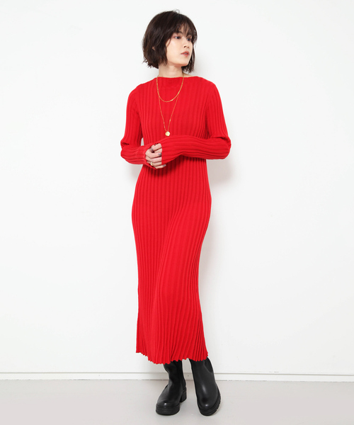 Rouge vif（ルージュヴィフ）の「リブニットワンピース（ワンピース・レディース・ホワイト/レッド/グレー・フリー）」の18枚目の写真