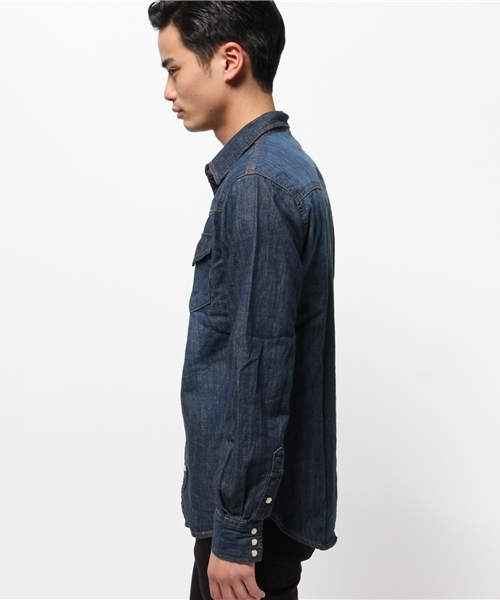 WEGO(ウィゴー)の「WEGO/デニムウエスタンシャツ(シャツ/ブラウス・メンズ・ダークインディゴブルー/ライトインディゴブルー/ブルー・MEDIUM/LARGE)」の8枚目の写真