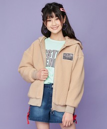 合皮ワッペンボアZIPパーカー