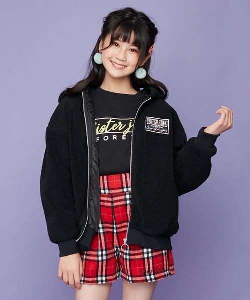 SISTER JENNI(SISTER JENNI)の「合皮ワッペンボアZIPパーカー(パーカー・キッズ・ブラック/ベージュ/ピンク・130cm/140cm/150cm/160cm)」の2枚目の写真