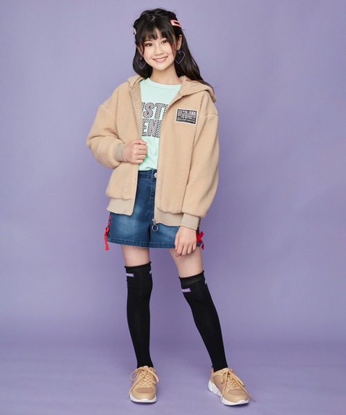 SISTER JENNI(SISTER JENNI)の「合皮ワッペンボアZIPパーカー(パーカー・キッズ・ブラック/ベージュ/ピンク・130cm/140cm/150cm/160cm)」の10枚目の写真