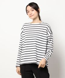 Samansa Mos2 blue | ボーダーロンT(Tシャツ/カットソー)