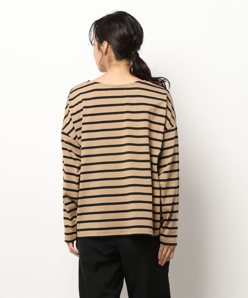 Samansa Mos2 blue（サマンサモスモスブルー）の「ボーダーロンT（Tシャツ/カットソー・レディース・ネイビー/オフホワイト/キャメル・ﾌﾘ-）」の5枚目の写真