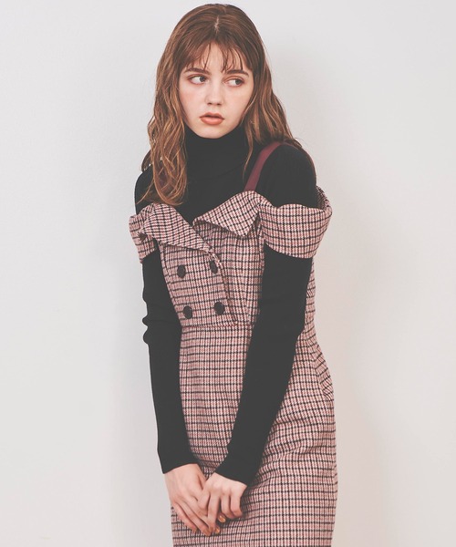 31 Sons de mode（トランテアン　ソン　ドゥ　モード）の「チェックタイトジャンスカ（ジャンパースカート・レディース・ブラウン/ピンク・38/36）」の10枚目の写真