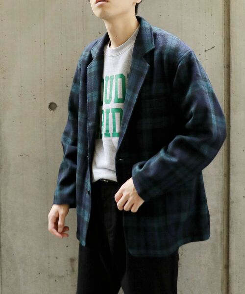 SHIPS any（シップス エニィ）の「SHIPS any: リサイクルウール ダッド ラペル ジャケット◇（テーラードジャケット・メンズ・チャコールグレー/グリーン・MEDIUM/LARGE）」の11枚目の写真