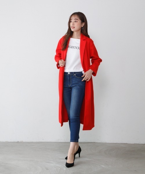 M.deux(エムドゥ)の「カットメルトンチェスターコート(チェスターコート・レディース・ベージュ/ブラック/レッド・MEDIUM)」の19枚目の写真