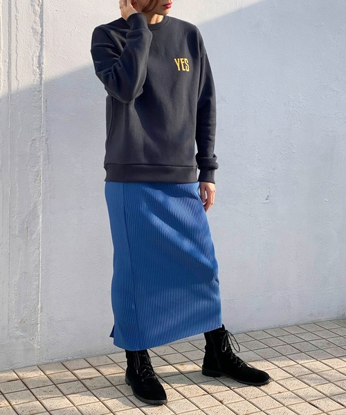 ottilie（オティーリエ）の「ロゴプリント裏毛プルオーバー（スウェット・レディース・チャコールグレー/ネイビー/グレー・FREE）」の19枚目の写真