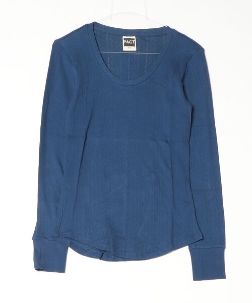 PACT(パクト)の「Women's Pointelle Ribbed Long Sleeve Tee パクト レディース オーガニックコットン ロングスリーブTシャツ(Tシャツ/カットソー・レディース・ネイビー/クリーム/レッド系その他・XS/S)」の1枚目の写真
