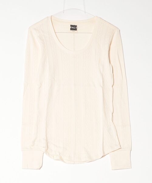 PACT(パクト)の「Women's Pointelle Ribbed Long Sleeve Tee パクト レディース オーガニックコットン ロングスリーブTシャツ(Tシャツ/カットソー・レディース・ネイビー/クリーム/レッド系その他・XS/S)」の3枚目の写真
