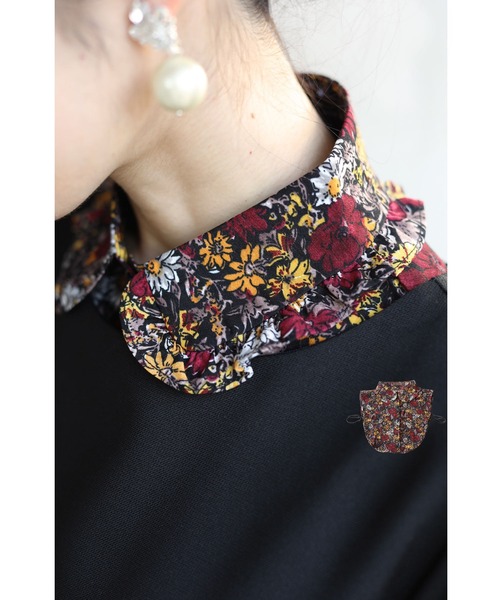 cawaii(カワイイ)の「いつもの服が変わる。鮮やかな花画付け襟(付け襟・レディース・レッド・FREE)」の1枚目の写真