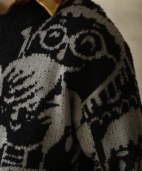 HOOK】いろんな顔総柄ニット風スウェット（ニット/セーター）｜HOOK