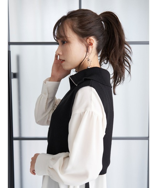 earth music&ecology（アースミュージックアンドエコロジー）の「フロントジップニットベスト＊（ベスト・レディース・ブラック/その他8・FREE）」の4枚目の写真