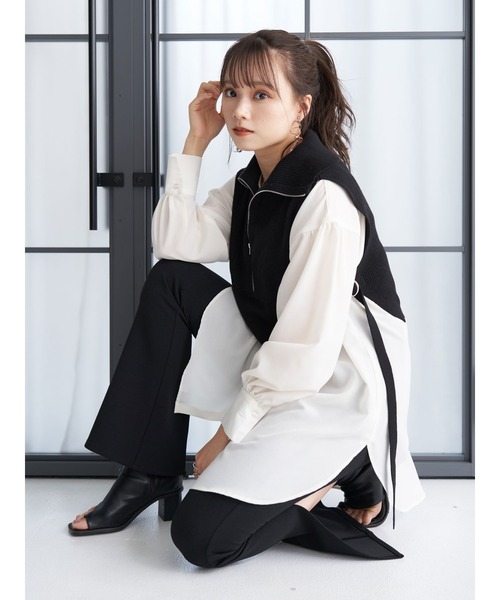 earth music&ecology（アースミュージックアンドエコロジー）の「フロントジップニットベスト＊（ベスト・レディース・ブラック/その他8・FREE）」の9枚目の写真