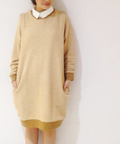 Kastane(カスタネ)の「【Kastane】重ね着風とび裏毛ワンピース(ワンピース・レディース・ボルドー/ベージュ/チャコールグレー・FREE)」の1枚目の写真