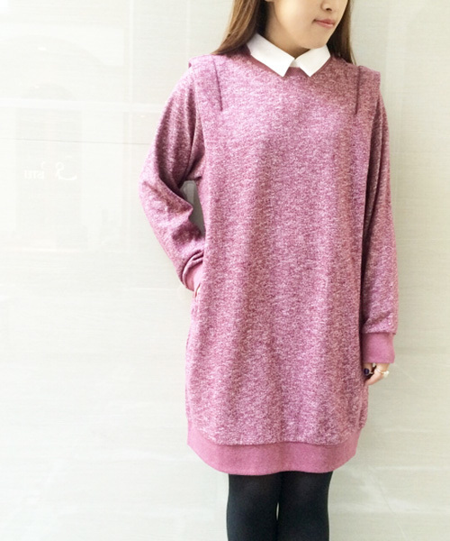 Kastane(カスタネ)の「【Kastane】重ね着風とび裏毛ワンピース(ワンピース・レディース・ボルドー/ベージュ/チャコールグレー・FREE)」の3枚目の写真