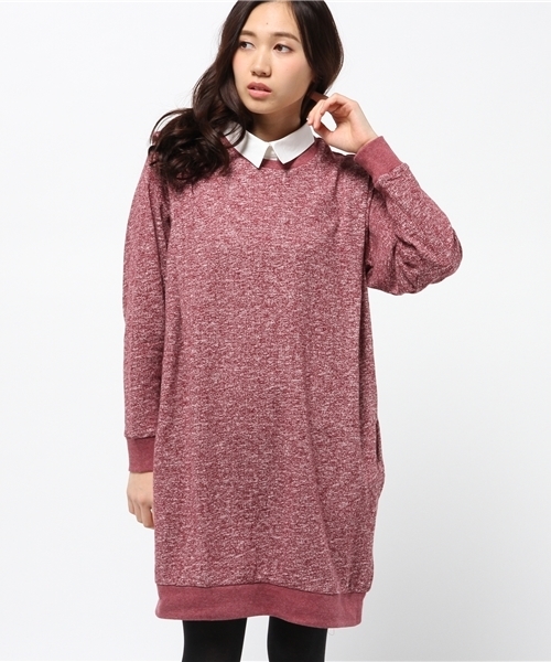 Kastane(カスタネ)の「【Kastane】重ね着風とび裏毛ワンピース(ワンピース・レディース・ボルドー/ベージュ/チャコールグレー・FREE)」の13枚目の写真