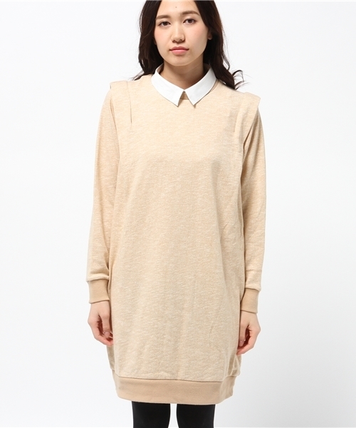 Kastane(カスタネ)の「【Kastane】重ね着風とび裏毛ワンピース(ワンピース・レディース・ボルドー/ベージュ/チャコールグレー・FREE)」の4枚目の写真