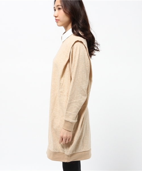 Kastane(カスタネ)の「【Kastane】重ね着風とび裏毛ワンピース(ワンピース・レディース・ボルドー/ベージュ/チャコールグレー・FREE)」の5枚目の写真