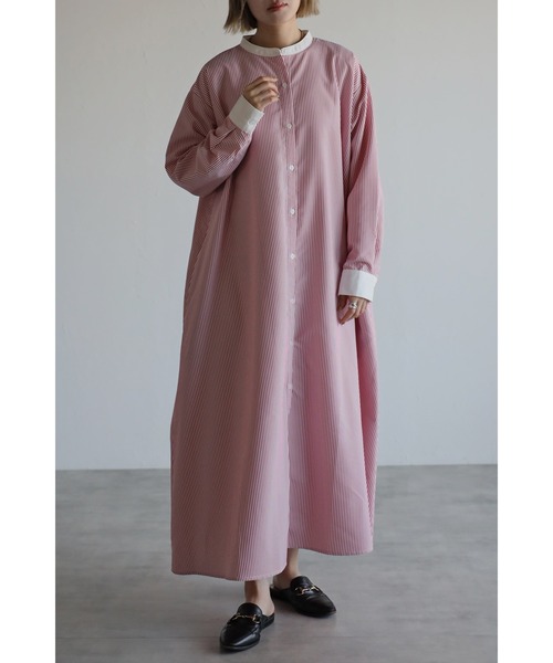 Bonjour Sagan（ボンジュールサガン）の「ストライプシャツワンピース（シャツワンピース・レディース・グリーン/ブルー/レッド・FREE）」の3枚目の写真