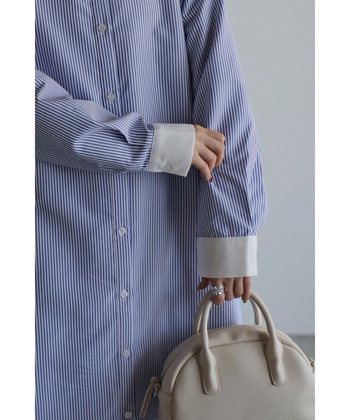 Bonjour Sagan（ボンジュールサガン）の「ストライプシャツワンピース（シャツワンピース・レディース・グリーン/ブルー/レッド・FREE）」の17枚目の写真