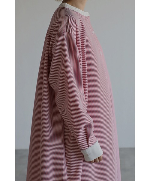 ボンポワン♡シャツワンピース キーネックストライプシャツワンピース（ワンピース）｜Bonjour