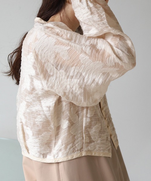 Bab（バブ）の「シアーフラワージャケット（ノーカラージャケット・レディース・ブラック/イエロー/ホワイト系その他・M）」の11枚目の写真