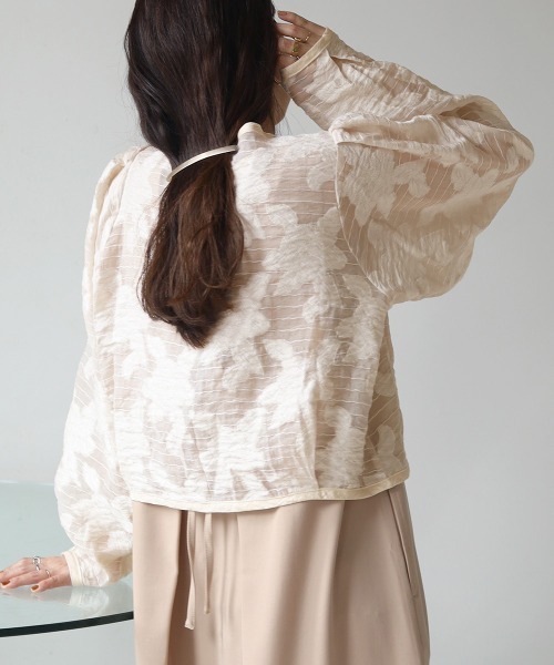 Bab（バブ）の「シアーフラワージャケット（ノーカラージャケット・レディース・ブラック/イエロー/ホワイト系その他・M）」の13枚目の写真