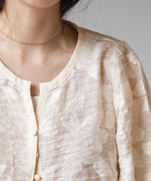 Bab（バブ）の「シアーフラワージャケット（ノーカラージャケット・レディース・ブラック/イエロー/ホワイト系その他・M）」の15枚目の写真