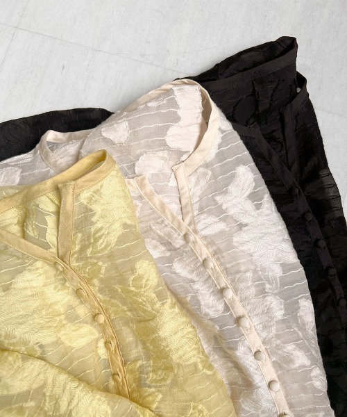 Bab（バブ）の「シアーフラワージャケット（ノーカラージャケット・レディース・ブラック/イエロー/ホワイト系その他・M）」の21枚目の写真