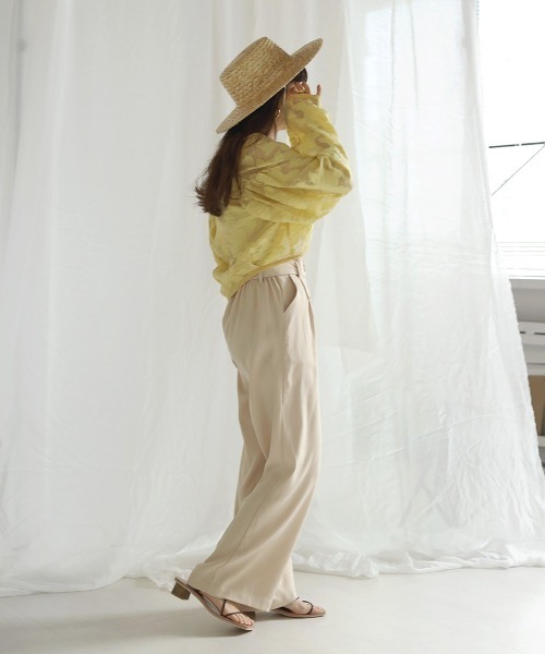 Bab（バブ）の「シアーフラワージャケット（ノーカラージャケット・レディース・ブラック/イエロー/ホワイト系その他・M）」の6枚目の写真