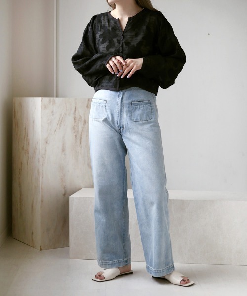 Bab（バブ）の「シアーフラワージャケット（ノーカラージャケット・レディース・ブラック/イエロー/ホワイト系その他・M）」の8枚目の写真